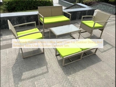 আউটডোর ডাইনিং এবং রিলেক্সিং জন্য হস্তনির্মিত রত্ন বোনা কফি টেবিল চেয়ার টেবিল চেয়ার অটোমান আসবাবপত্র সেট